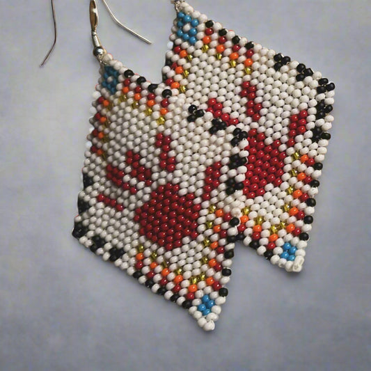 Beaded Handprint Earrings, Indigenous MMIWG Support, Native Style Jewelry, Handmade Statement Earrings, Beaded Support Accessories