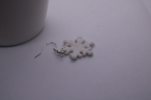Snowflake Earrings, Christmas Gift, Polymer Clay Earrings
